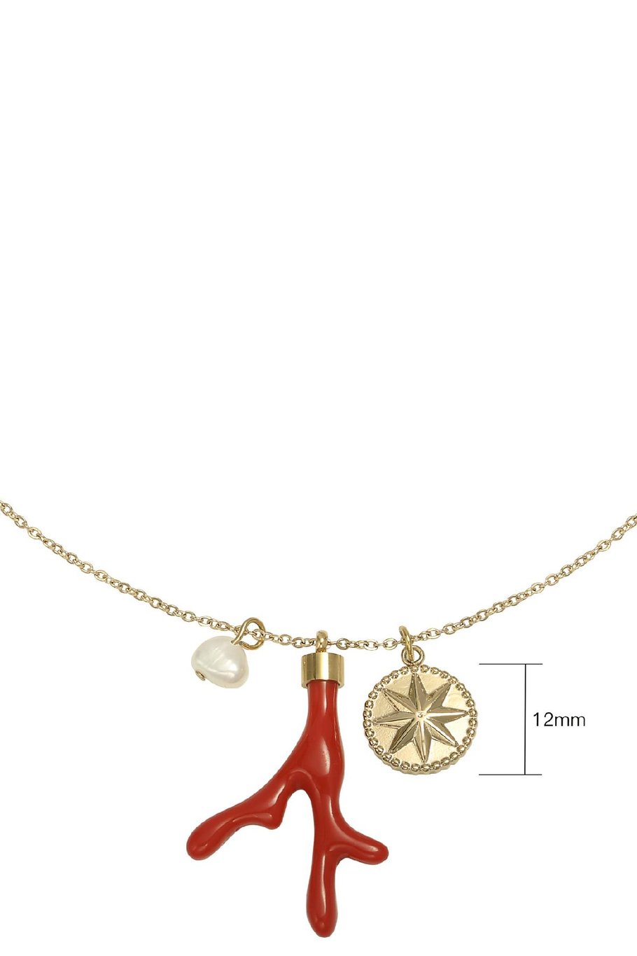 Ketting Red Coral Goud kleur Stainless Steel Afbeelding4